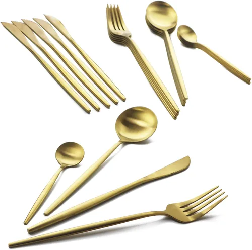 Miniatura 16 de JASHII Juego de cubiertos de acero inoxidable de 24 piezas, juego de cubiertos de servicio para 6, utensilios para cocina, aptos para lavavajillas