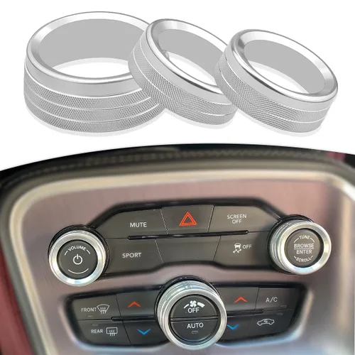 Miniatura 5 de Para Dodge Challenger Charger (2015-2021), cubierta de perilla de control de clima de CA, interruptor de sintonización de volumen automático, ajuste