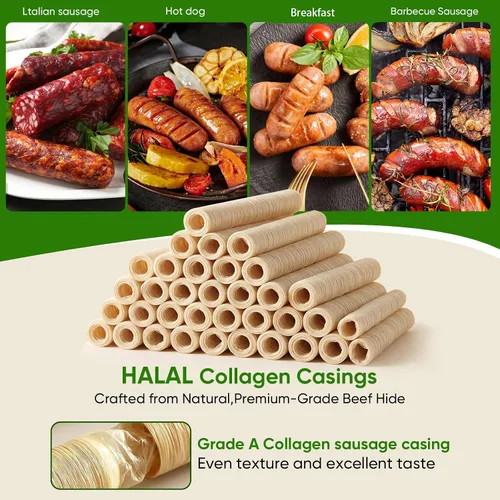 Miniatura 3 de FAIRSKY HALAL - Cubiertas de salchichas de colágeno de grado A, cubierta de secado comestible de 49.2 ft/49 pies de longitud más larga, 0.748 in