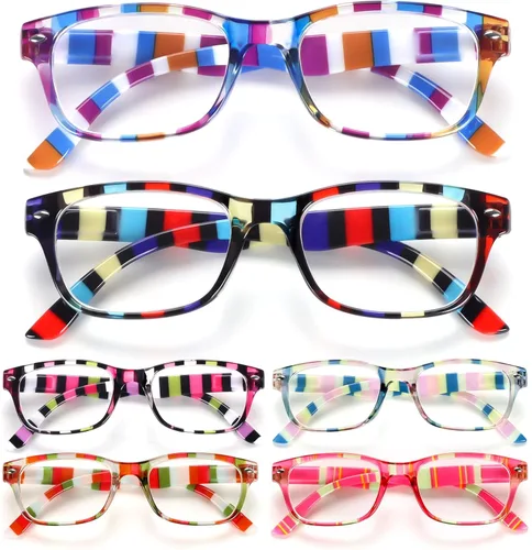Miniatura 10 de BLOEXCLU Paquete de 6 lentes de lectura para mujeres y hombres, bloqueo de luz azul, bisagra de resorte, lectores de computadora, antifatiga