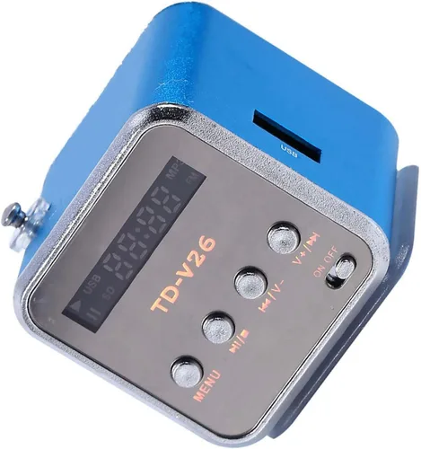 Miniatura 5 de Altavoz de radio FM portátil, MP3 MP4 estéreo digital, reproductor de música, soporte para tarjeta TF, disco USB, batería de 600 mAh, mini altavoz