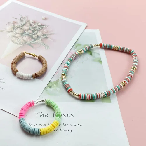 Miniatura 6 de 2000 cuentas de vinilo Heishi planas, redondas, de arcilla polimérica, espaciadoras para hacer pulseras, collares, aretes, accesorios para Blanco