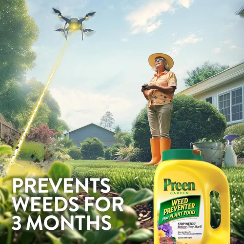 Miniatura 2 de Preen Garden Weed Preventer Plus Plant Food 31.3 lb. Bolsa - Fertilizante granular multiusos con control de malezas preemergente para jardines