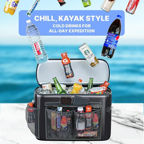 Miniatura 3 de Skywin Enfriador de Kayak Detrás del Asiento, Enfriador Impermeable para Kayak, Compatible con Asientos de Estilo Silla de Césped, Almacena Bebidas