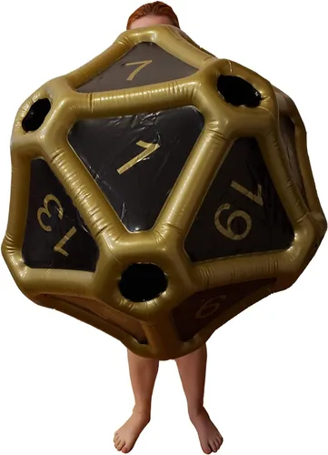 Miniatura 4 de Black Bazaar Dados grandes D20 inflables extra grandes gigantes para juegos DND RPG de mesa Juego de rol Calabozos y dragones Negro y dorado