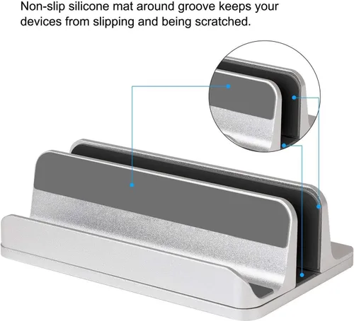 Miniatura 6 de JARLINK Paquete de soporte vertical para laptop con (versión mejorada) soporte vertical para laptop, soporte de escritorio ajustable para laptop