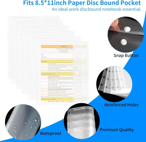 Miniatura 3 de Paquete de 6 cuadernos de 8.5 x 11 pulgadas con bolsillo de disco de tamaño carta, cuaderno con sobres de disco para oficina y escuela, organizador