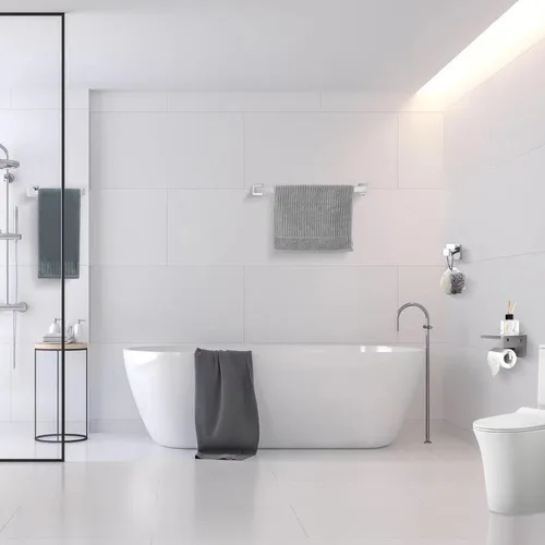 Miniatura 6 de TURS Juego de 4 piezas de accesorios de baño de 24 pulgadas, juego de toalleros de baño de acero inoxidable para montaje en pared, juego de Cromo