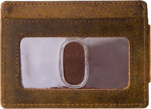 Miniatura 3 de Viosi Billetera delgada de cuero con clip para dinero para hombre, bolsillo frontal, bloqueo RFID, tarjetero con imanes de tierras raras, Rústico