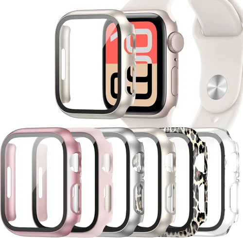 Miniatura 17 de Paquete de 6 fundas para Apple Watch SE 3 (2025)/SE 2/SE/Series 6/5/4 de 40 mm con protector de pantalla de vidrio templado, funda protectora
