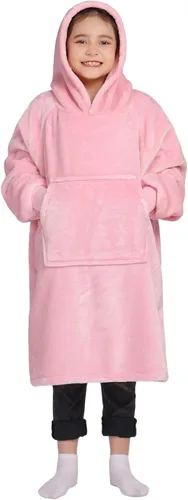Miniatura 43 de Waitu - Sudadera tipo manta, para regalar a hombre o mujer, muy cálida y acogedora, gigantesca, con capucha, de gruesa franela, con mangas y un Negro