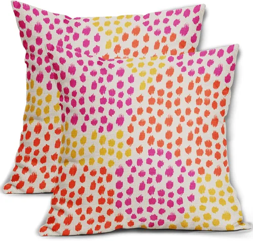 Miniatura 9 de Fundas de almohada marrón y blancas de 18 x 18 pulgadas, juego de 2 almohadas boho grises con lunares, fundas de almohada modernas estampadas