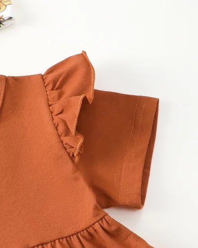 Miniatura 105 de Kucnuzki Conjunto de ropa para bebé niña pequeña, camisa de manga con volantes, pantalón floral, ropa de otoño e invierno para niña
