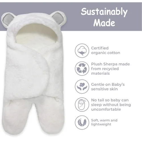 Miniatura 2 de Jam Naturals - Linda manta orgánica envolvente de oso para recién nacido - Manta suave para bebé de género neutro, regalo para registro de bebé Gris