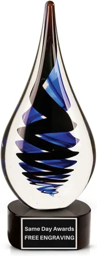 Miniatura 33 de Premio de Vidrio Artístico Soplado a Mano – Premio Elegante con Grabado Personalizado para Corporativo, Deportes, Jubilación, Reconocimiento