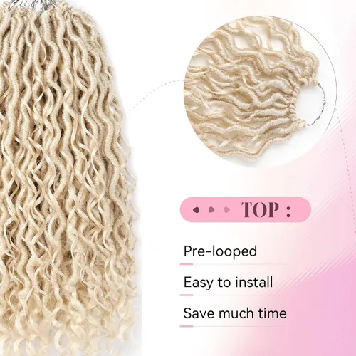 Miniatura 3 de Aipin Goddess Cabello de Ganchillo de 18 Pulgadas Boho River Locs Hippie Locs Ondulado de Ganchillo Con Cabello Rizado en el Medio y Extremos 613