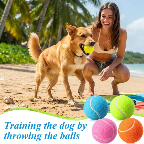 Miniatura 3 de Skylety 16 pelotas de tenis chirriantes de 2.5 pulgadas a granel para perros, pelotas de tenis flotantes, suministros de juego para perros, juguetes