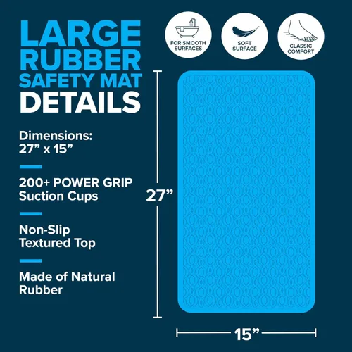 Miniatura 9 de SlipX Solutions Tapete de seguridad de goma grande y duradero de 27 x 15 pulgadas, siéntete seguro y seguro en tu baño o ducha, textura de Gris