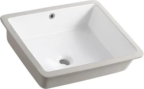 Miniatura 11 de Lavabo de Tocador de Baño de 16 Pulgadas, Lavabo Pequeño de Montaje Inferior para Baño, Lavabo Rectangular de Porcelana Blanca para Gabinete 15.75