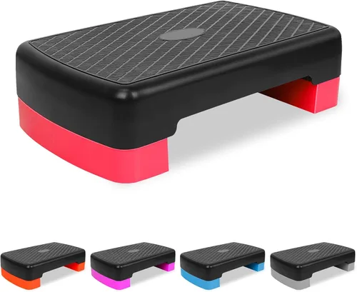 Miniatura 12 de Entrenador de plataforma aeróbica de entrenamiento de ejercicio, escalón aeróbico de 18 pulgadas con elevadores de altura ajustable de 4 a 6 pulgadas