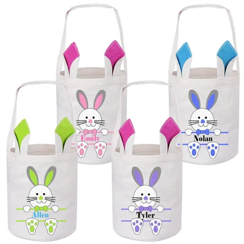 Miniatura 8 de Paquete de 2 cestas de Pascua personalizadas para niños y niñas, regalos de Pascua personalizados de Touber, cesta de Pascua para conejito
