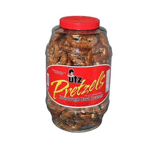 UTZ Pretzels duros de masa madre rotos a la antigua, barril de 64 onzas, torsión clásica de nudo de pretzel grande y grueso, pretzel crujiente de