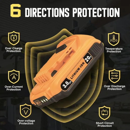 Miniatura 6 de Paquete de 4 baterías de repuesto DCB203 para DEWALT 20V MAX, 3.0-Ah, compatible con herramientas eléctricas inalámbricas Dewalt de 20 voltios