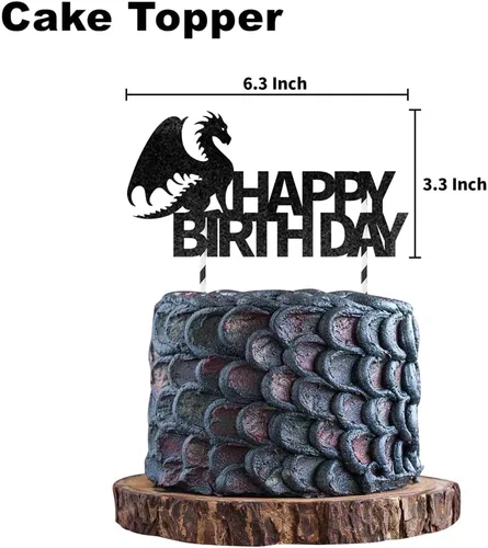 Miniatura 4 de Decoraciones de fiesta de cumpleaños de dragón, temática de mazmorras y dragones, suministros de fiesta de fantasía, incluyendo decoración y adornos