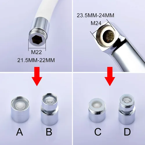 Miniatura 4 de CIENCIA Aireador de grifo de agua giratorio de doble función de 360 grados con rosca macho M24, aireador de bajo flujo para grifo de fregadero