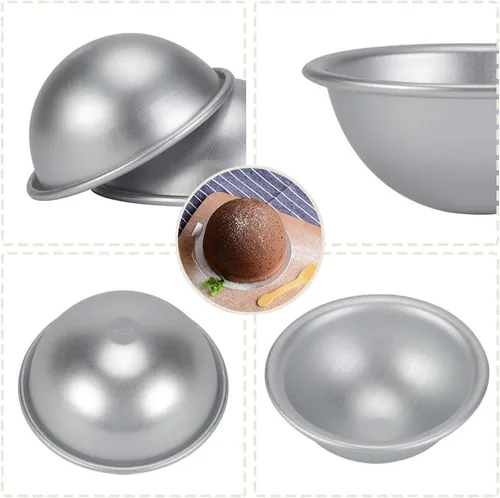 Miniatura 4 de Fydun Molde de aluminio para tartas de gasa, 4.1 x 1.8 in, plateado, cúpula, redonda, antiadherente, formal, decorativo