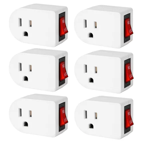 Miniatura 12 de VSEER Toma de tierra con interruptor de encendido y apagado, interruptor de salida de adaptador de corriente individual 15A 1875W/3 clavijas