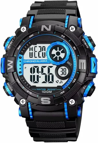 Miniatura 13 de FANMIS Reloj deportivo de cuarzo digital multifunción militar para hombre, impermeable, con alarma, LED, azul