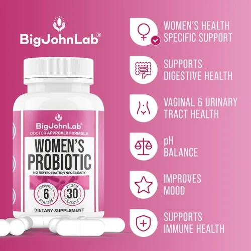Miniatura 3 de BIGJOHNLAB® - Suplemento probiótico para mujeres – 50 mil millones de UFC, 6 cepas activas + prebióticos – Apoya la digestión, la inmunidad
