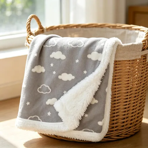 Miniatura 5 de American Baby Company Manta de recepción de felpilla suave y sherpa de 30 x 35 pulgadas, color gris 3D, cálida y acogedora para bebés, niños