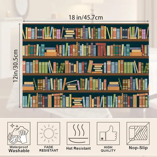 Miniatura 2 de Juego de 6 manteles individuales para estantería, resistentes al calor, lavables, antideslizantes, para decoración de fiestas, cocina, comedor, 12 x