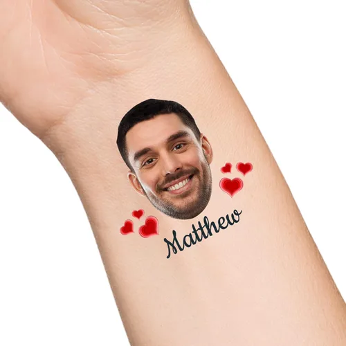 Miniatura 21 de Tatuajes temporales personalizados con texto de nombre, tatuaje temporal personalizado con logotipo fotográfico para adultos, parejas, mujeres