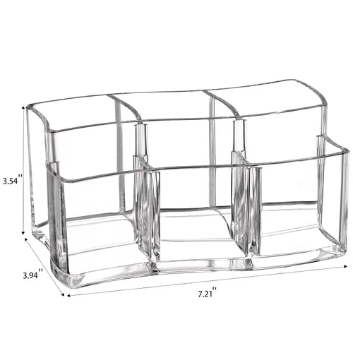 Miniatura 6 de Organizador de acrílico del tenedor de los cepillos del maquillaje de 6 ranuras, almacenamiento claro de los cosméticos del envase