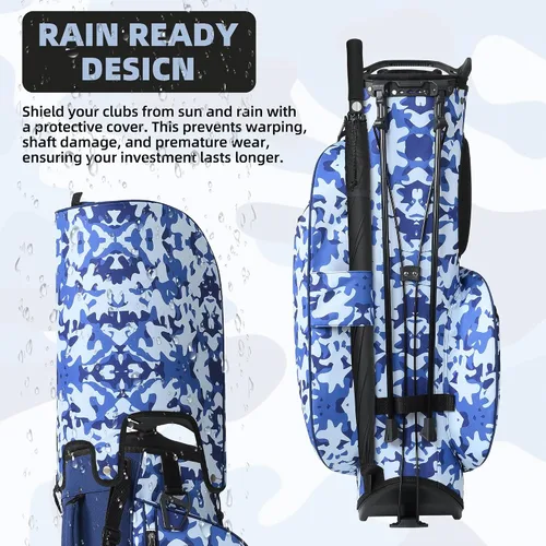 Miniatura 5 de Mile High Life Bolsa de Golf de 14 Vías - Ligera, Duradera y Repleta de Características, con Múltiples Bolsillos, Correa Dual y Capucha Cubre