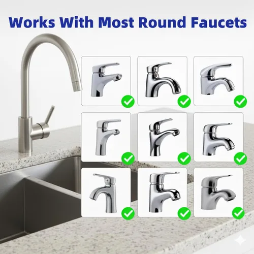 Miniatura 6 de Paquete de 2 grifos de filtro de agua para fregadero, filtro universal giratorio de 360°, filtro de agua para grifo de cocina, elimina el fluoruro