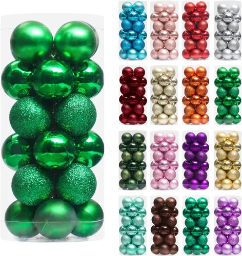 Miniatura 19 de XmasExp - Juego de 24 adornos de bola de Navidad mini irrompibles, adornos para árbol de Navidad, bolas de árbol de Navidad de 30 mm/1.18 pulgadas