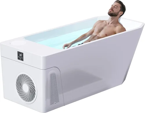 Deeptime Bañera de hielo inteligente (todo en Gen 3), baño de hielo con enfriador integrado (32F-104F), control de smartphone, diseño silencioso y