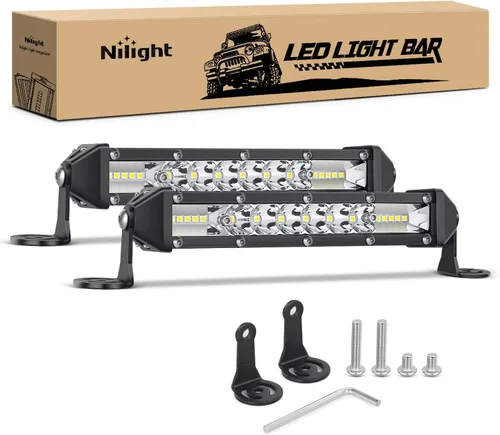 Miniatura 18 de Nilight Barra de luz LED ámbar, 2 unidades, 7 pulgadas, 30 W, punto 3000 lúmenes, súper delgada, 3D, antiniebla, todoterreno, luces de trabajo