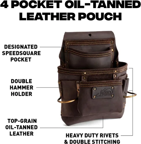 Miniatura 2 de Ox Pro - Bolsas de herramientas de cuero de grano completo, fabricadas con doble costura y bolsillos reforzados con remaches