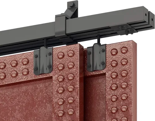 DIYHD Herrajes para Puerta de Granero Bypass de Servicio Pesado de 6 Pies, Kit de Puerta Exterior Deslizante con Riel Tipo Caja Negro, Carga Máxima