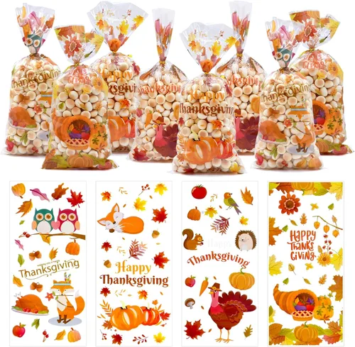 Miniatura 12 de 160 piezas de 4 estilos de bolsas de dulces de celofán del Día de San Patricio con lazos de torsión, diseños de trébol y duende, bolsas de golosinas