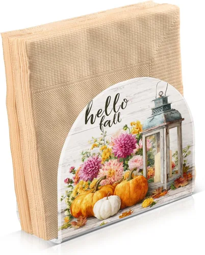 Miniatura 16 de Servilletero de otoño de gnomo negro para mesa, dispensadores de pañuelos acrílicos, servilleteros de cóctel para bodas, fiestas, eventos