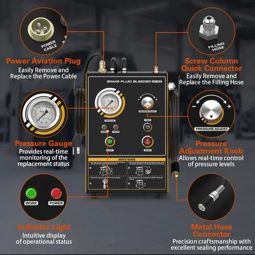 Miniatura 7 de Kit automático de purga de frenos, máquina de purga de líquido de frenos de 110 V, kit de purga de frenos completamente automático, operación de una