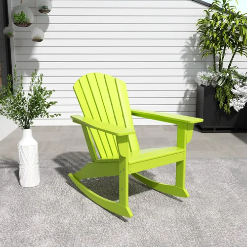 Miniatura 18 de WestinTrends Dylan - Silla mecedora Adirondack de plástico de polietileno para exteriores, color negro