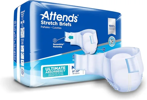 Miniatura 10 de Attends - Pañales desechables para incontinencia de adultos con diseño Stretch, talla Mediana/Regular, para cinturas de 31-52 pulgadas con cierre