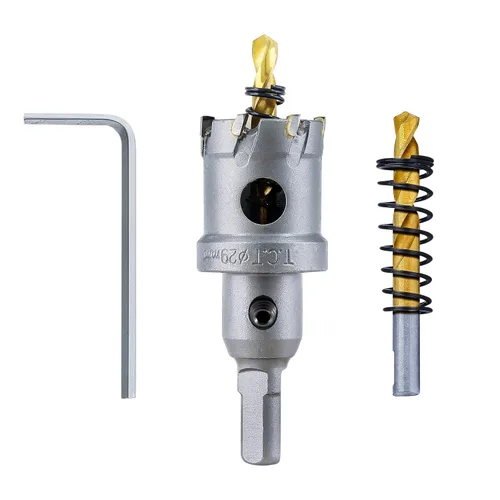 Miniatura 17 de Luomorgo 1-1/2" 1.496 in TCT Sierra de agujero de carburo de tungsteno con punta de carburo de tungsteno con 2 brocas piloto chapadas en titanio
